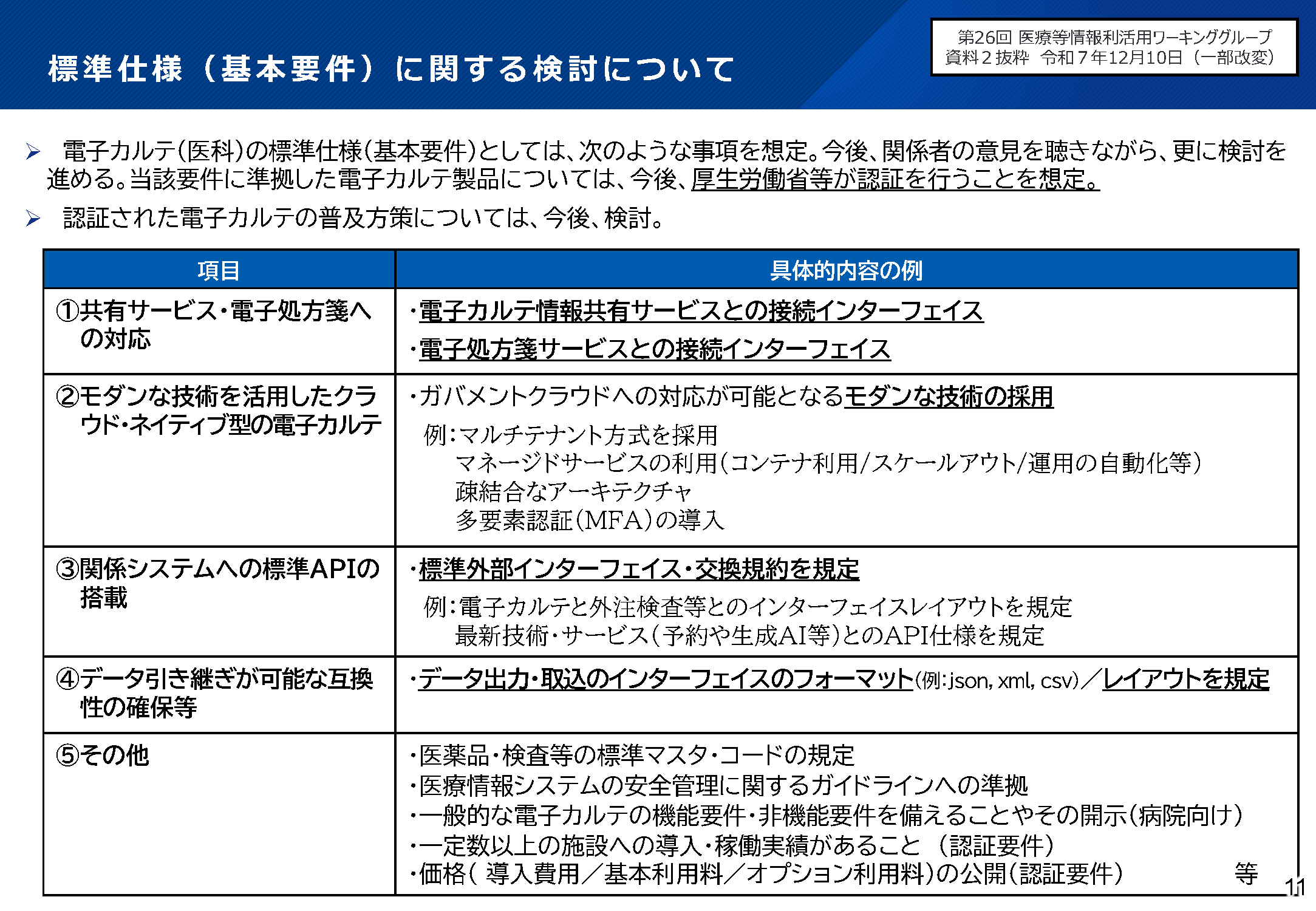 標準仕様(基本要件)に関する検討について