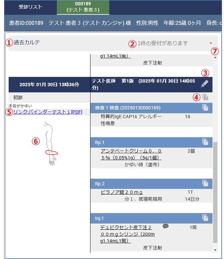 過去カルテ・所見入力